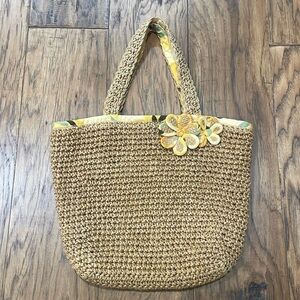 Janie and Jack NWOT Summer Girls Flower Straw Bag Tote Purse